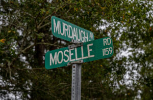 Street sign of Moselle and Murdaugh representing the Murdaugh murder mystery